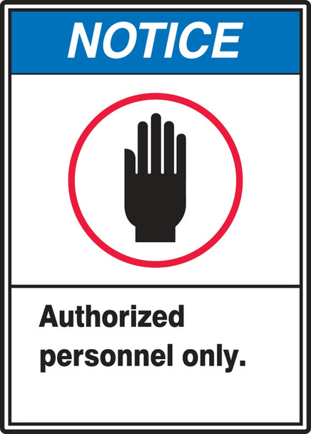 ANSI Notice Safety Label: Authorized Personnel Only 5" x 3 1/2" Adhesive Vinyl 5/Pack - LADM800VSP