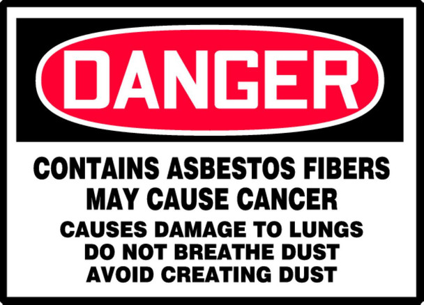 OSHA Danger Safety Label: Contains Asbestos Fibers - May Cause Cancer 3 1/2" x 5" / - LCAW101VSP