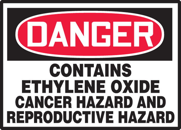 OSHA Danger Safety Label: Contains Ethylene Oxide - Cancer Hazard And Reproductive Hazard 3 1/2" x 5" Adhesive Dura Vinyl 1/Each - LCAW125XVE