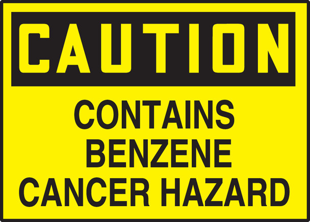 OSHA Caution Safety Label: Contains Benzene - Cancer Hazard 3 1/2" x 5" Adhesive Dura Vinyl 1/Each - LCAW610XVE