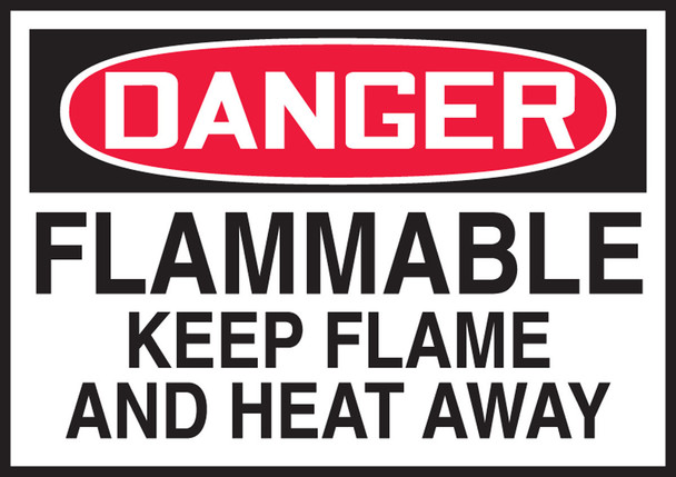 OSHA Danger Safety Label: Flammable - Keep Flame And Heat Away 3 1/2" x 5" Adhesive Dura Vinyl 1/Each - LCHL010XVE