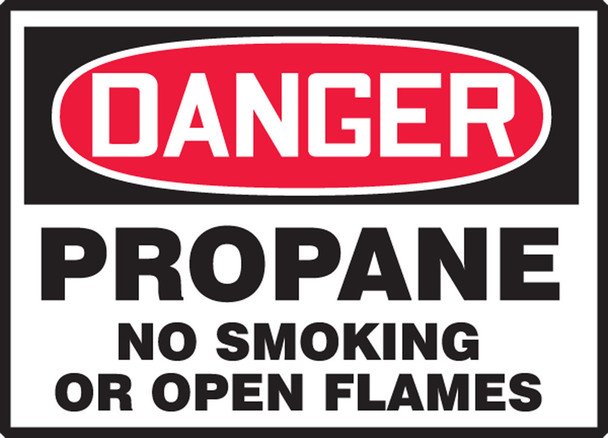 OSHA Danger Safety Label: Propane No Smoking Or Open Flames 3 1/2" x 5" Adhesive Dura Vinyl 1/Each - LCHL012XVE