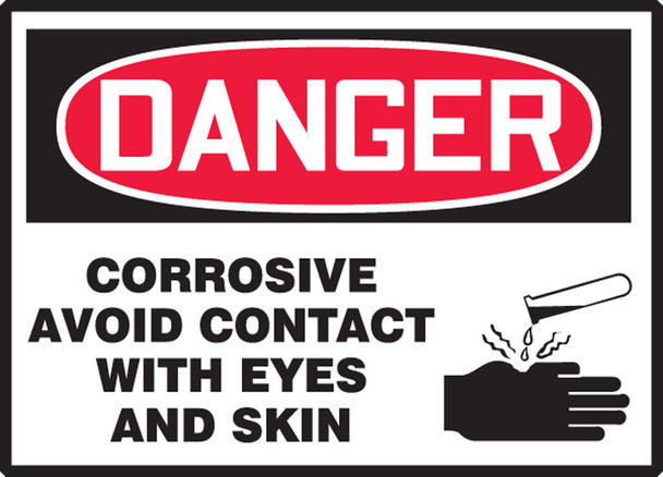OSHA Danger Safety Label: Corrosive - Avoid Contact With Eyes And Skin 3 1/2" x 5" Adhesive Dura Vinyl 1/Each - LCHL120XVE