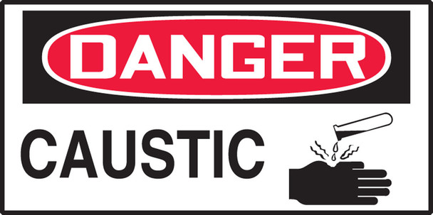 OSHA Danger Safety Label: Caustic 1 1/2" x 3" Adhesive Vinyl 10/Pack - LCHL172VSP
