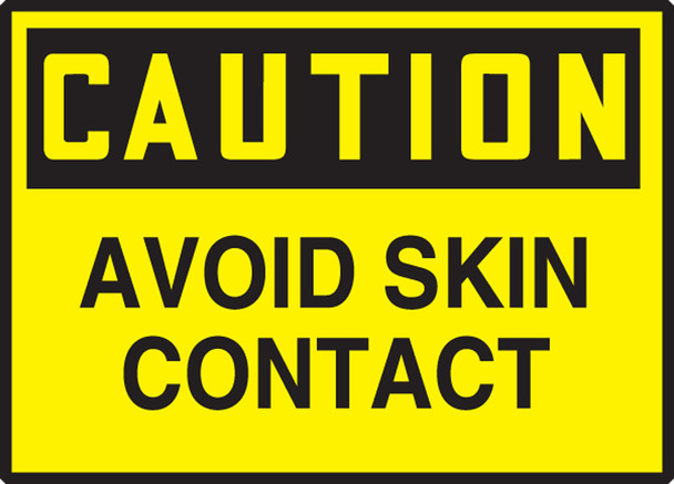 OSHA Caution Safety Sign: Avoid Skin Contact 3 1/2" x 5" Adhesive Dura Vinyl 1/Each - LCHL602XVE