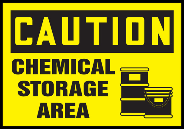 OSHA Caution Safety Label: Chemical Storage Area 3 1/2" x 5" Adhesive Dura Vinyl 1/Each - LCHL616XVE