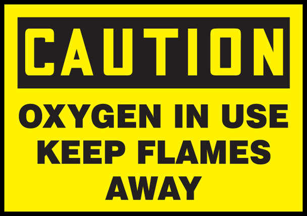 OSHA Caution Safety Label: Oxygen In Use - Keep Flames Away 3 1/2" x 5" Adhesive Vinyl 5/Pack - LCHL618VSP