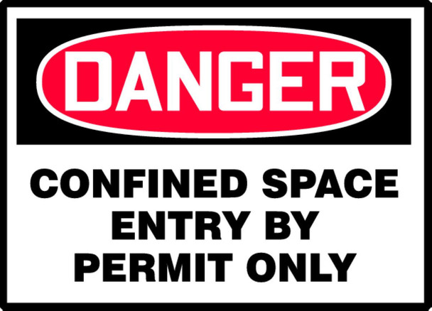 OSHA Danger Safety Labels: Confined Space - Entry By Permit Only 3 1/2" x 5" / - LCSP244VSP