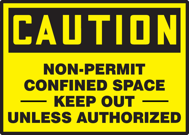 OSHA Caution Safety Labels: Non-Permit Confined Space - Keep Out Unless Authorized 3 1/2" x 5" Adhesive Vinyl 5/Pack - LCSP602VSP