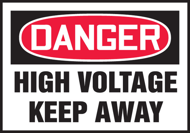 OSHA Danger Safety Label: High Voltage - Keep Away 3 1/2" x 5" Adhesive Vinyl 5/Pack - LELC009VSP