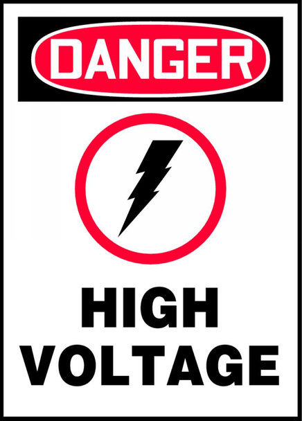 OSHA Danger Safety Label: High Voltage-Graphic 7" x 5" Adhesive Dura Vinyl 1/Each - LELC030XVE