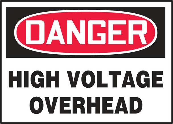 OSHA Danger Safety Label: High Voltage Overhead 3 1/2" x 5" Adhesive Vinyl 5/Pack - LELC039VSP
