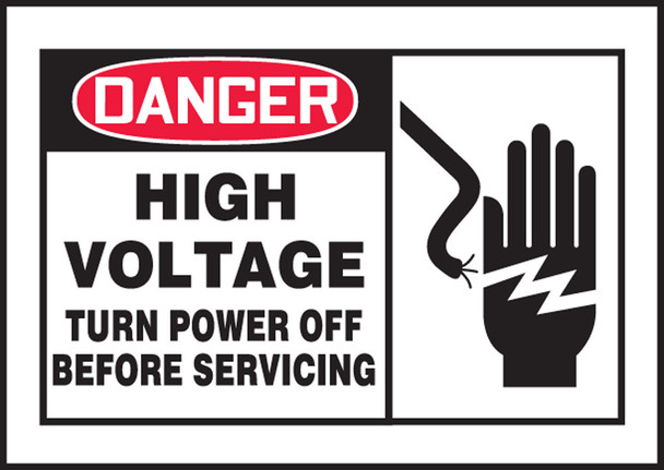 OSHA Danger Safety Label: High Voltage - Turn Power Off Before Servicing 3 1/2" x 5" / - LELC054XVE
