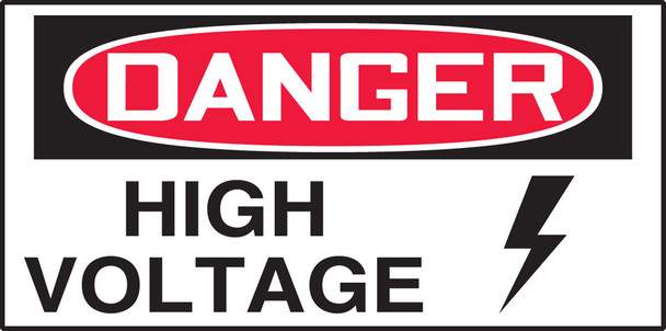 OSHA Danger Safety Label: High Voltage - Voltage Graphic 1 1/2" x 3" / - LELC101XVE