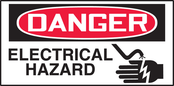 OSHA Danger Safety Label: Electrical Hazard 1 1/2" x 3" Adhesive Vinyl 10/Pack - LELC105VSP