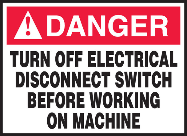 Electrical Safety Labels 3 1/2" x 5" Adhesive Dura Vinyl 1/Each - LELC118XVE