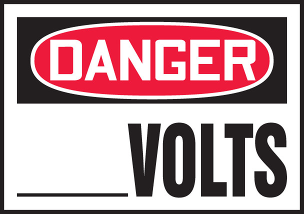 Custom OSHA Danger Safety Label: Custom Volts 3 1/2" x 5" / - LELC150VSP