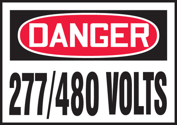 OSHA Danger Safety Label: 277/480 Volts 3 1/2" x 5" / - LELC161XVE