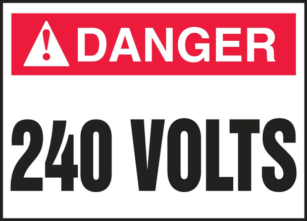 ANSI Danger Electrical Safety Label: 240 Volts 2 1/2" x 3 1/2" / - LELC172XVE