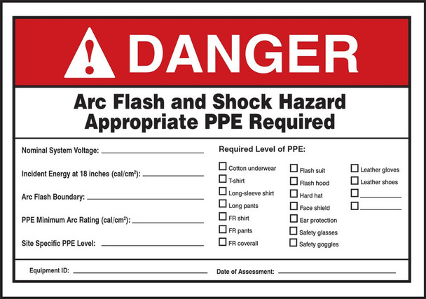 ELECTRICAL LABEL 5" x 7" Adhesive Dura-Vinyl / - LELC326
