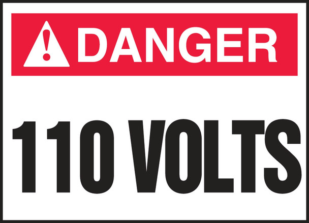 ANSI ISO Safety Signs: 110 Volts 2 1/2" x 3 1/2" Adhesive Vinyl 5/Pack - LELC547VSP