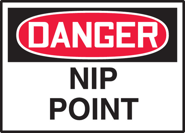 OSHA Danger Safety Label: Nip Point 3 1/2" x 5" Adhesive Dura Vinyl 1/Each - LEQM036XVE