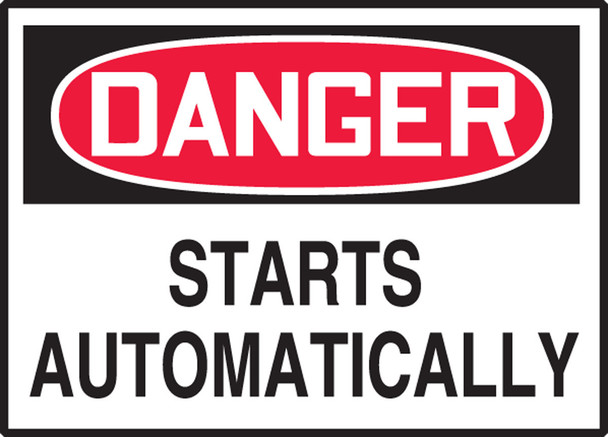 OSHA Danger Safety Label: Starts Automatically 3 1/2" x 5" / - LEQM040VSP