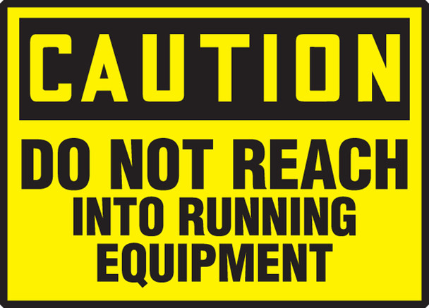 OSHA Caution Safety Label: Do Not Reach Into Running Equipment 3 1/2" x 5" Adhesive Vinyl 5/Pack - LEQM624VSP