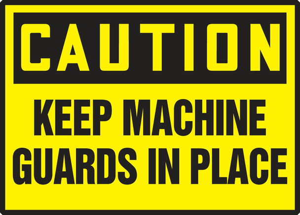 OSHA Caution Safety Label: Keep Machine Guards In Place 3 1/2" x 5" Adhesive Vinyl 5/Pack - LEQM625VSP