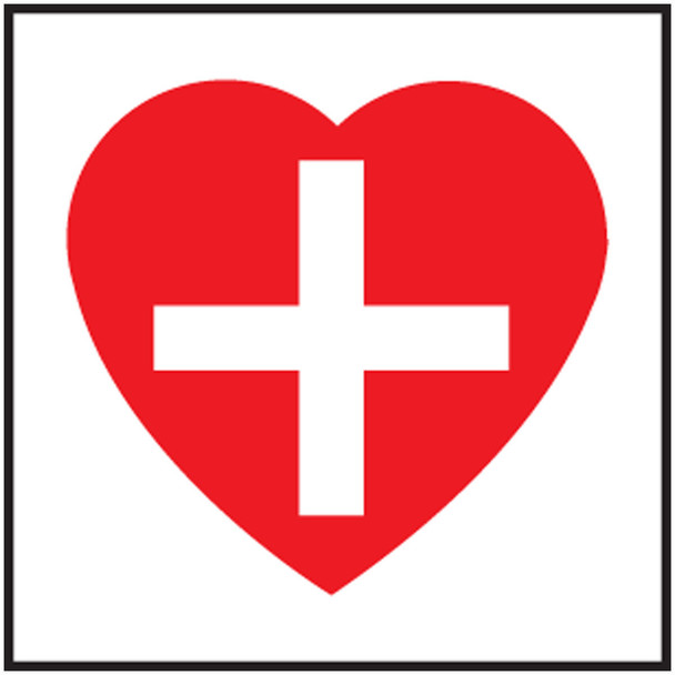 CPR SYMBOL 1" x 1" Adhesive Vinyl 10/Pack - LFSD915