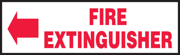 Safety Labels: (Left Arrow) Fire Extinguisher 3" x 10" Adhesive Dura Vinyl 1/Each - LFXG566XVE