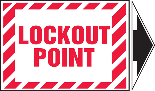 Magnetic Lockout/Tagout Label: Lockout Point (With Arrow) 3 1/2" x 5" + arrow Magnetic Vinyl 1/Each - LLKT437