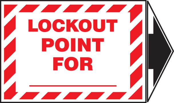 Lockout/Tagout Label: Lockout Point for _ (With Arrow) 3 1/2" x 5" + arrow Adhesive Dura Vinyl 1/Each - LLKT509XVE