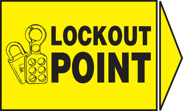 Lockout / Tagout Safety Labels 3 1/2" x 5" + arrow Adhesive Vinyl 5/Pack - LLKT512VSP