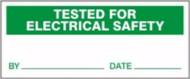 Production Control Labels: Tested For Electrical Safety 5/8" x 1 1/2" Adhesive Vinyl 25/Pack - LPC468