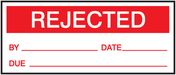 Production Control Labels: Rejected 1" x 2 1/4" Adhesive Vinyl 25/Pack - LPC844