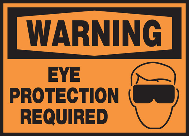 OSHA Warning Safety Label: Eye Protection Required 3 1/2" x 5" Adhesive Dura Vinyl 1/Each - LPPE306XVE