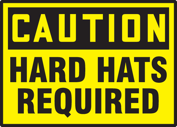 OSHA Caution Safety Label: Hard Hats Required 3 1/2" x 5" Adhesive Vinyl 5/Pack - LPPE616VSP
