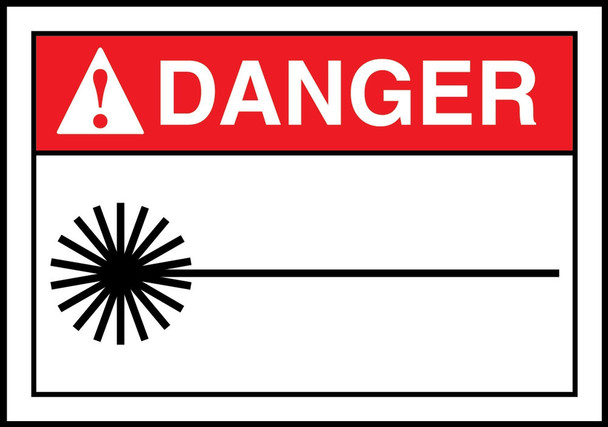 ANSI Danger Safety Label: (Laser Graphic) 3 1/2" x 5" Adhesive Vinyl 5/Pack - LRAD010VSP