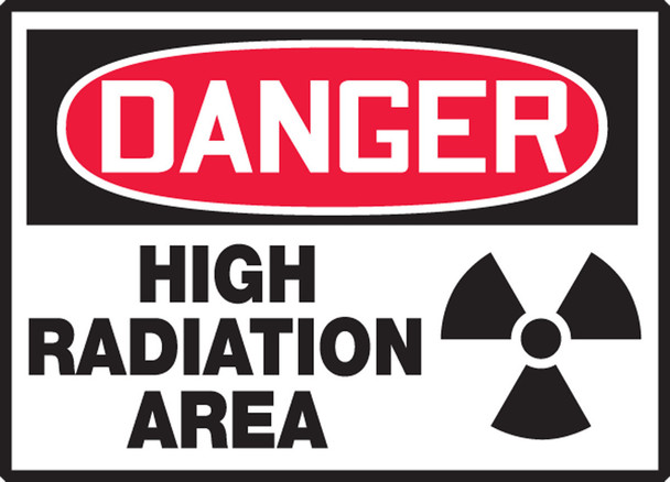 OSHA Danger Safety Label: High Radiation Area 3 1/2" x 5" Adhesive Dura Vinyl 1/Each - LRAD115XVE