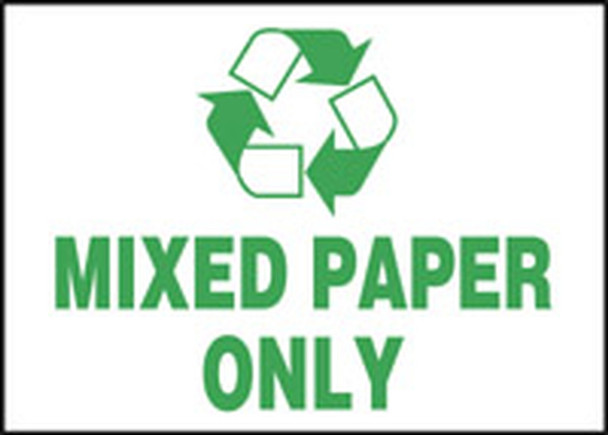 Safety Label: Mixed Paper Only 3 1/2" x 5" Adhesive Dura Vinyl 1/Each - LRCY504XVE