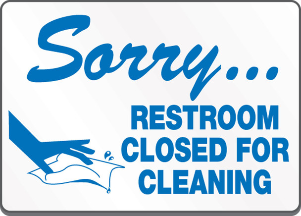 Safety Label: Sorry - Restroom Closed For Cleaning 5" x 7" Magnetic Vinyl 1/Each - LRST905
