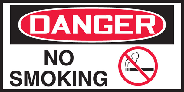 OSHA Danger Safety Label: No Smoking 1 1/2" x 3" Adhesive Vinyl 10/Pack - LSMK297VSP
