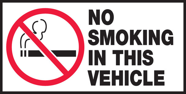 Safety Label: No Smoking In This Vehicle 1 1/2" x 3" / - LSMK503XVE