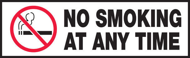 Safety Label: No Smoking At Any Time 3" x 10" Adhesive Vinyl 5/Pack - LSMK520VSP
