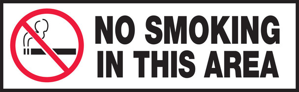 Safety Label: No Smoking in this area 3" x 10" Adhesive Vinyl 5/Pack - LSMK523VSP