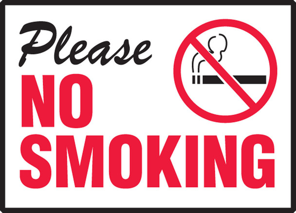 Safety Label: Please No Smoking 3 1/2" x 5" Adhesive Vinyl 5/Pack - LSMK530VSP