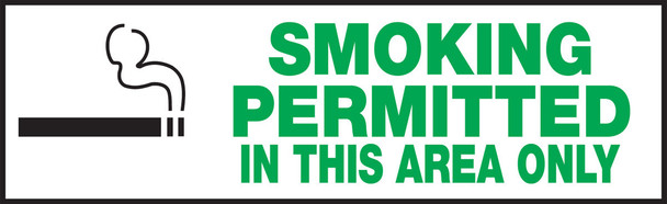 Safety Label: Smoking Permitted In This Area Only 3" x 10" / - LSMK531XVE