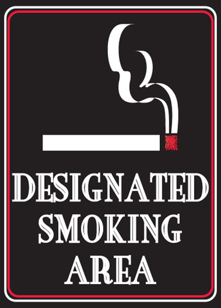 Safety Label: Designated Smoking Area 7" x 5" Adhesive Dura Vinyl 1/Each - LSMK565XVE