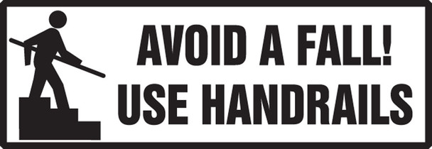 Safety Label: Avoid A Fall! - Use Handrails 2" x 6" Adhesive Vinyl 5/Pack - LSTF524VSP